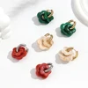 Boucles d'oreilles en forme de fleur acrylique colorée pour femmes et filles, cercles en acier inoxydable, tendance 2025, bijoux cadeaux