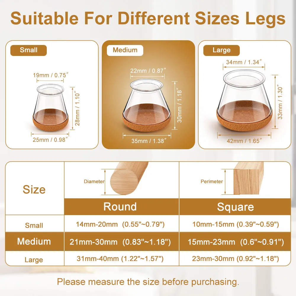 Silicone Chair Leg Protectors with Felt Pads - Anti-Scratch & Noise Reducing Furniture Feet Covers for Hardwood Floors, Set of 16