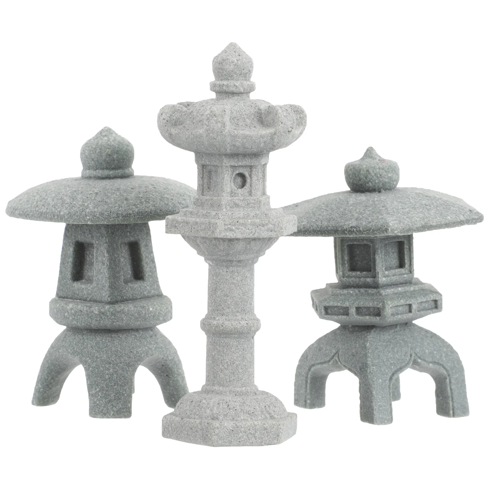 

3 Pcs Micro Landscape Ornament Pagoda Lantern Statue Decor Miniature Model Vintage Pavilion Garden Decorations Resin Small