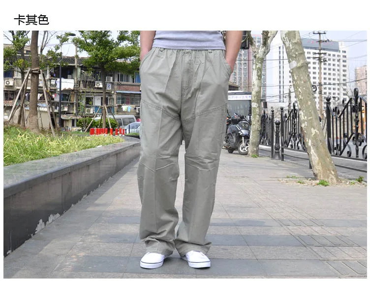 Summer cargo cotton thin pants pocket zipper large size big 8XL 10XL 9XL 140KG out door casual safari style pants black 48 2
