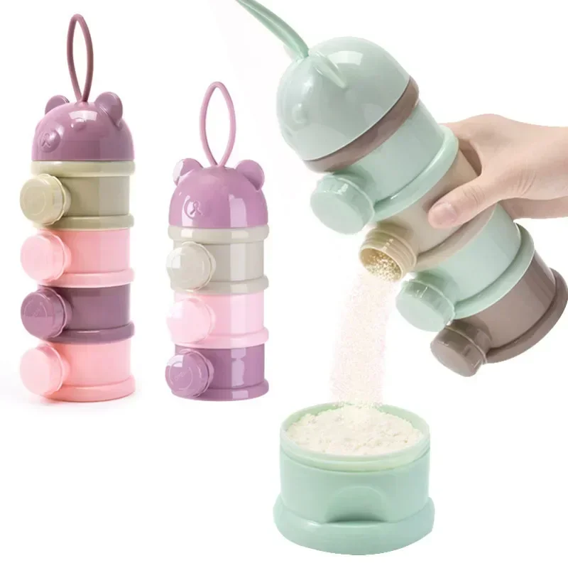 Baby Food Storage Box Milk Powder Box Snack Container 3/4 Layer Bear Style Portable Multiple Openings