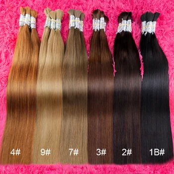 Virgin Straight Brazilian Remy Human Hair Extension 100g Bulk No Weft for Braiding Real Colored Hair 1