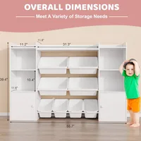 Kids Toy Storage Organizer W/8 Removable Toy Bins, 4-Tier Toy Organizers W/6 Storage Cubbies, Kids Bookshelf and Storage 2