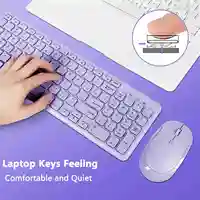 Fashion Keyboard and Mouse Set Wireless PC Gamer Keyboards and Mouse Kit Ultra Thin Office Ergonomic Gaming Keypad Mice Purple - Image 6
