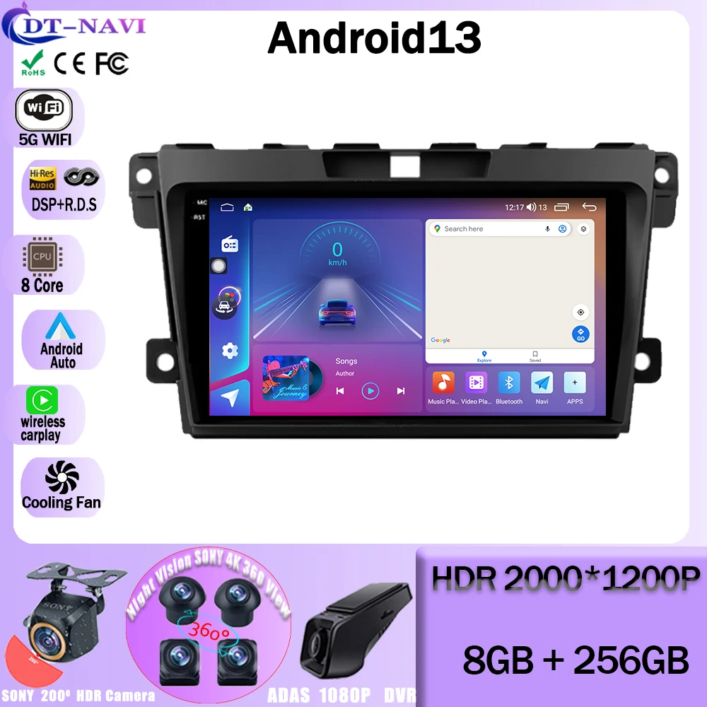 

Car Radio Multimedia Video Player Navigation Stereo GPS For MAZDA CX-7 2007 2008 2009 2010-2014 Android 13 5G WIFI BT5.0 4G LET