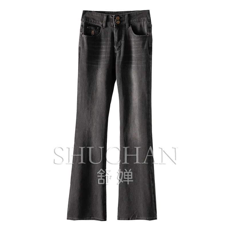 SHUCHAN Pants Women  COTTON  High Strecth  Full Length  HIGH  Skinny  Flare Pants  High Street  Autumn/Winter