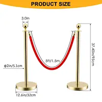8 PCS Stainless Steel Stanchion Post Queue 5 ft Red Velvet Rope Red Carpet Ropes and Poles Crowd Control Barriers for Red 2