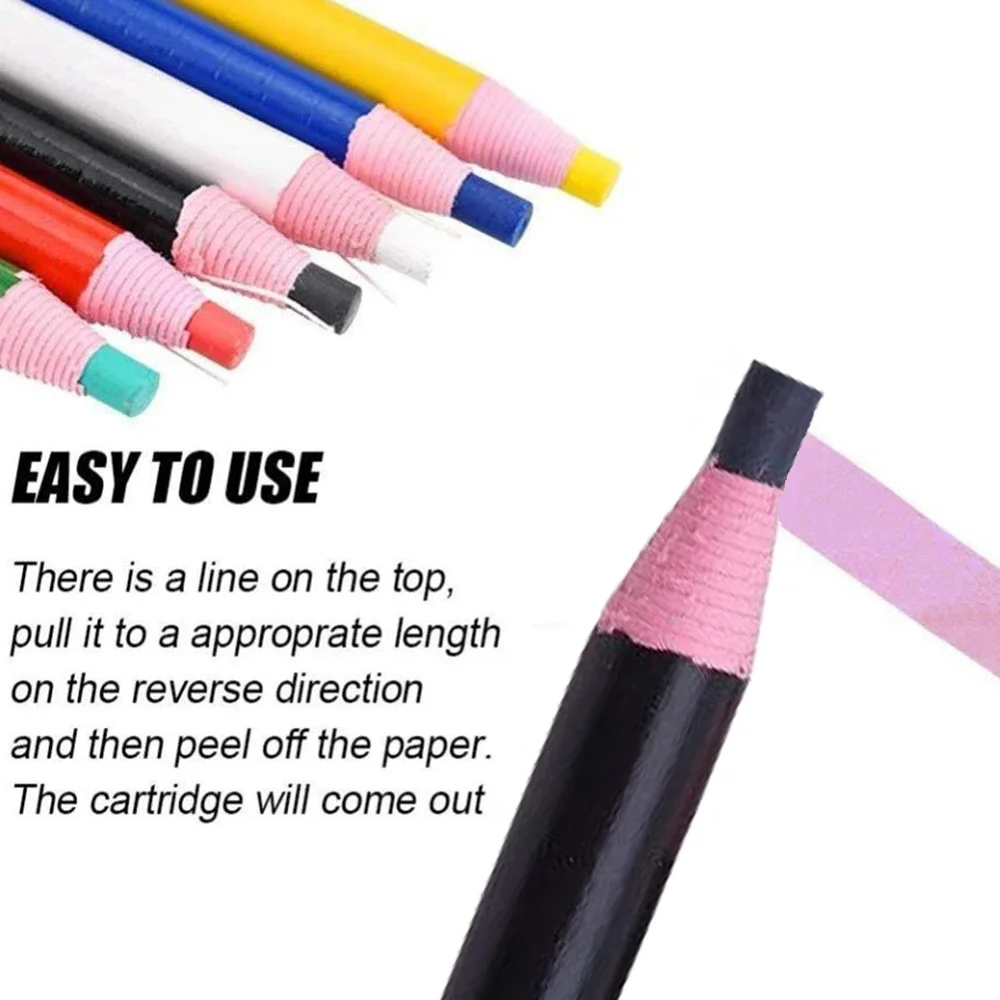 Chalk Pencils 12pcs Colorful Sewing Tailor's Cut-free Chalk Fabric Marker Pen for Patchwork DIY Clothing Tool