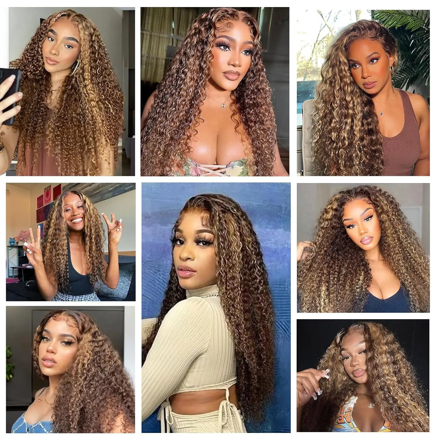 250% Density Highlight Human Hair Lace Front Wigs for Women Deep Wave 4/27 Ombre Colored Glueless Wigs Pre Plucked 26 Inch