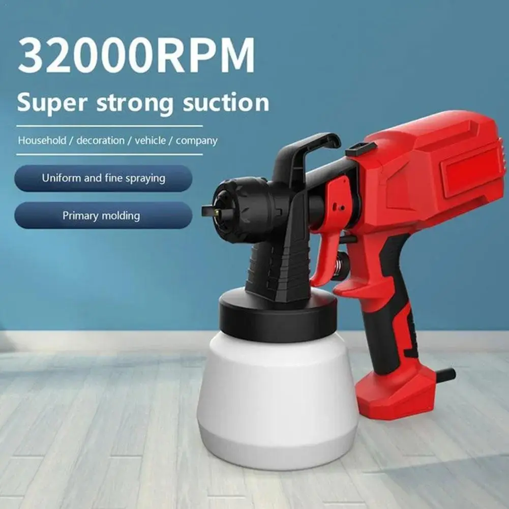 800ML Electric Spray Gun HVLP Cordless Paint Sprayer DIY Auto Furniture