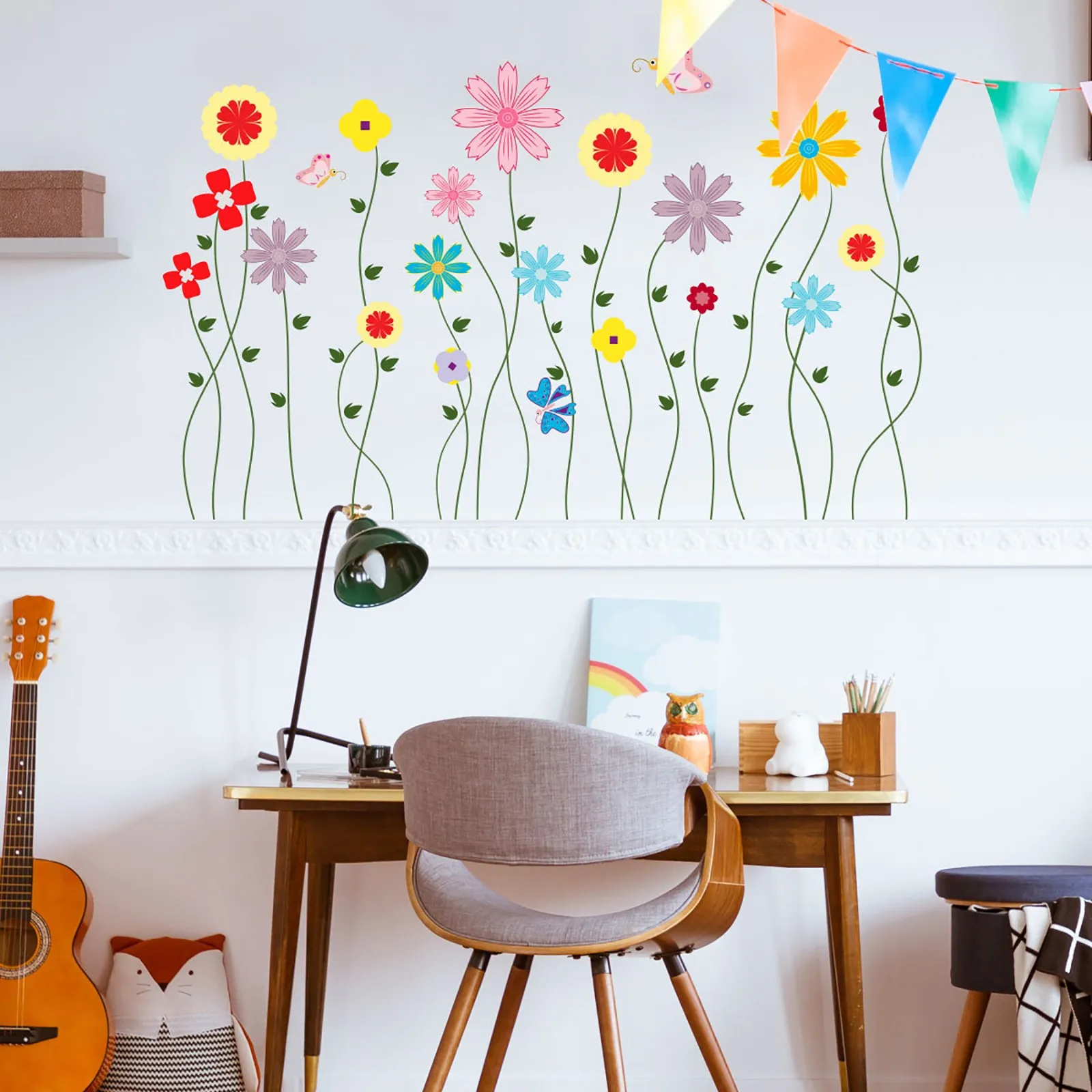 Wall Decals Spring Summer Garden Flowers Wall Art Stickers Bedroom