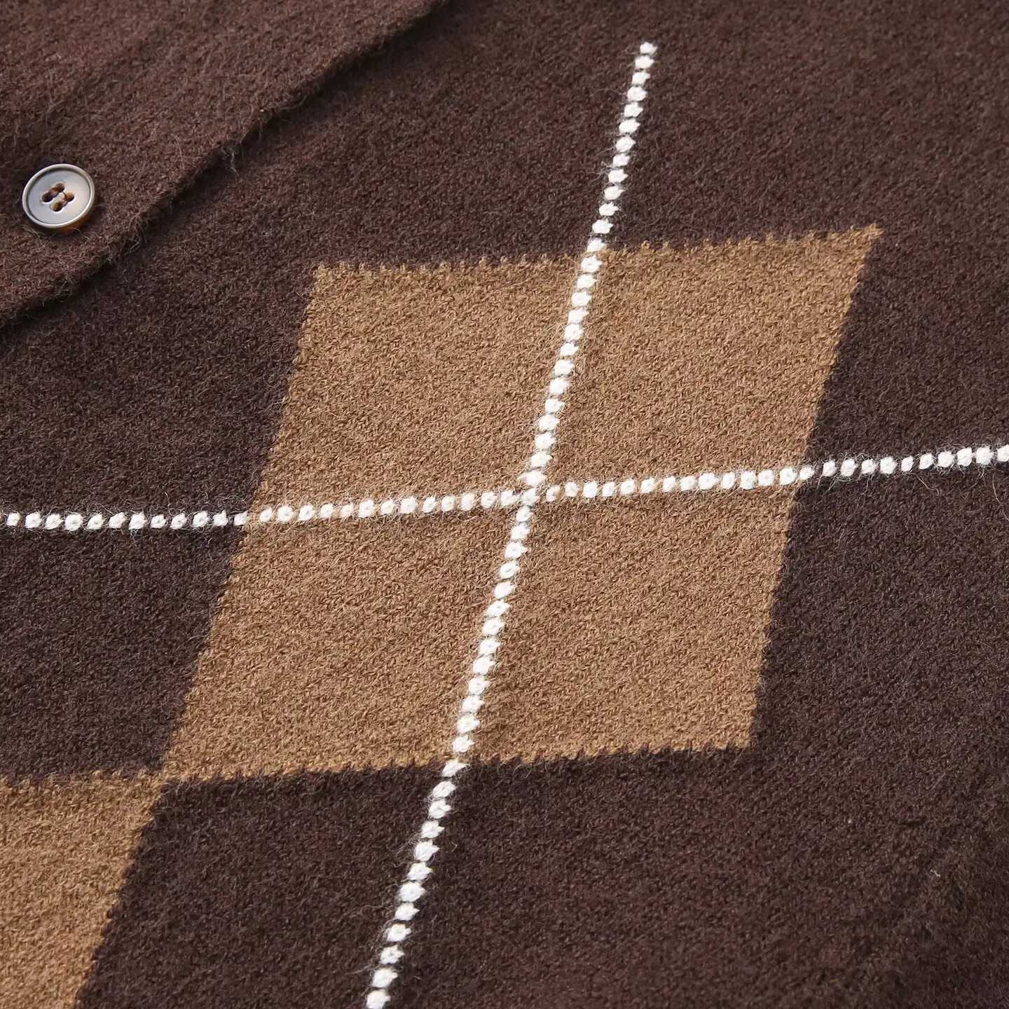 Women's Retro Diamond Grid Pattern Cardigan O-Neck Single Breasted Knitt Coat Fashion Commut Casual Lady Short Jacket Streetwear