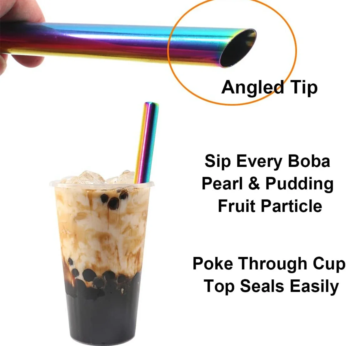 Extra Wide Reusable Boba Straws 304 Stainless Steel Straws Drinking for Bubble Tea Milkshake Tapioca Pearl Cocktails Set