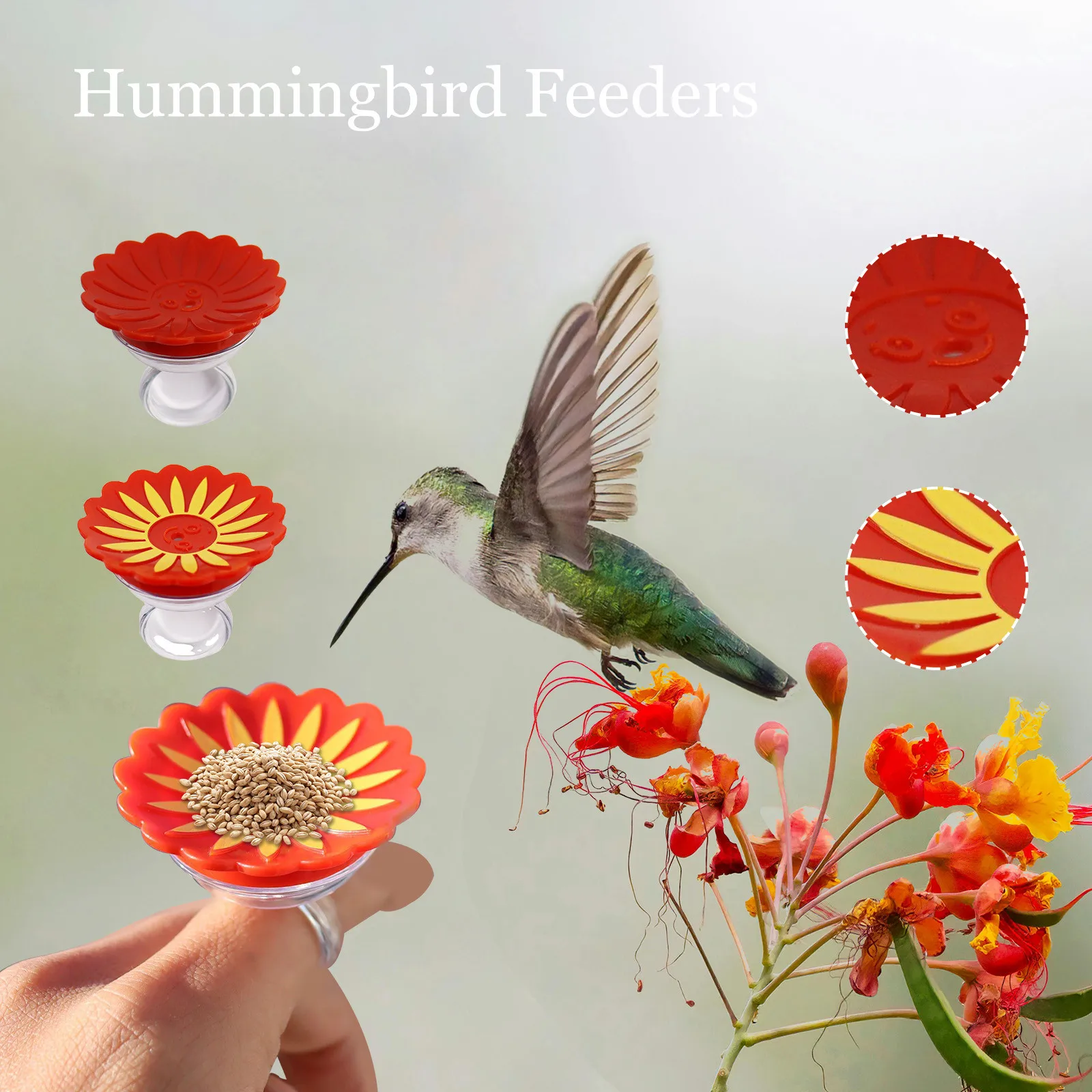 1/2PCS Flower Hummingbird Ring Feeders Outdoors Bird Feeders Garden Backyard Pet Bird Yard Feed Drink Supplies