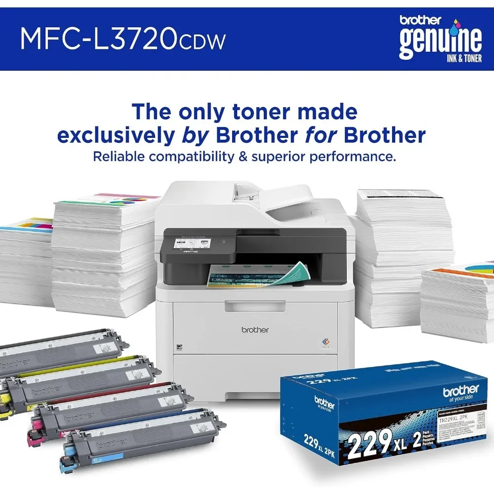 MFC-L3720CDW Wireless Digital Color All-in-One Printer with Laser Quality Output, Copy, Scan, Fax, Duplex, Mobile includes