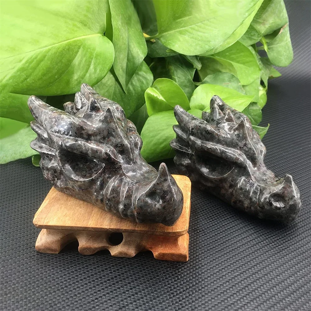 Large Crystal  Dragon Head Skull Statue Natural Gemstone Yooperlite Carved Healing Animal Sculpture Craft Home Room Desk Gift 2