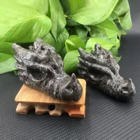 Large Crystal  Dragon Head Skull Statue Natural Gemstone Yooperlite Carved Healing Animal Sculpture Craft Home Room Desk Gift 2