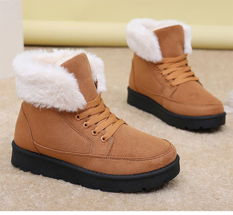 Women's Winter Snow Boots With Fur Lining And Low Heels_voghion.com