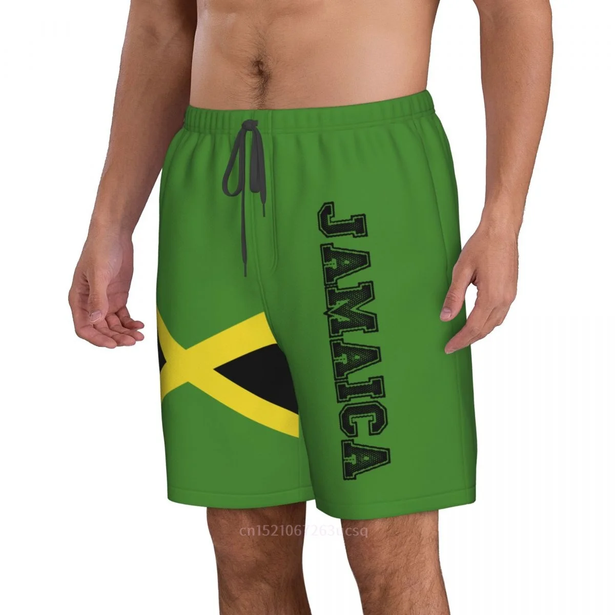 2025 Summer Polyester Jamaica Country Flag 3D Printed Men's Board Shorts Beach Pocket Running Summer Pants 3