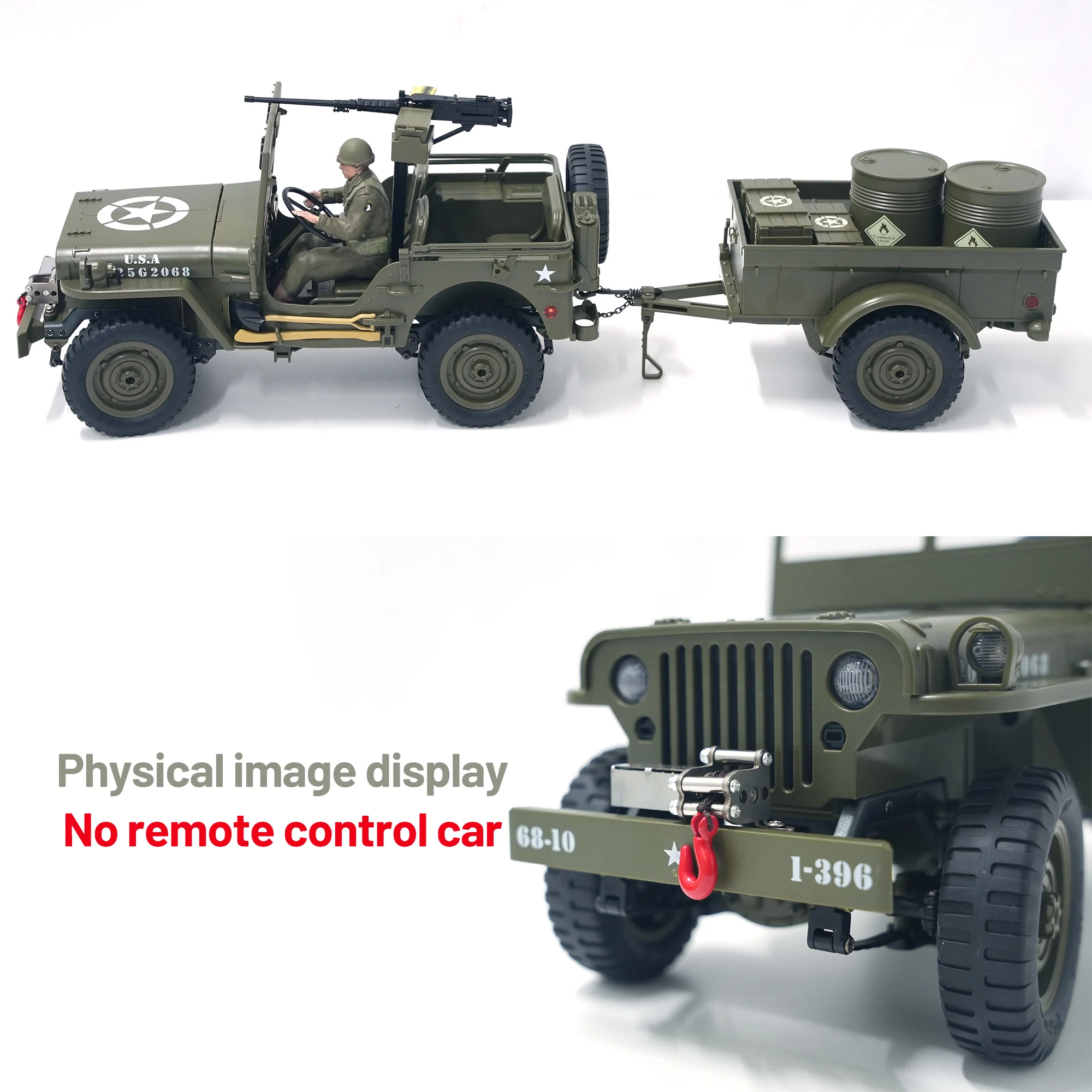 ジープ ラジコン JJRC C8815PRO トレーラー&マシンガンとOP付き JJRC C8815 4WD RC Jeep 2.4G Off Road 50M Light Remote