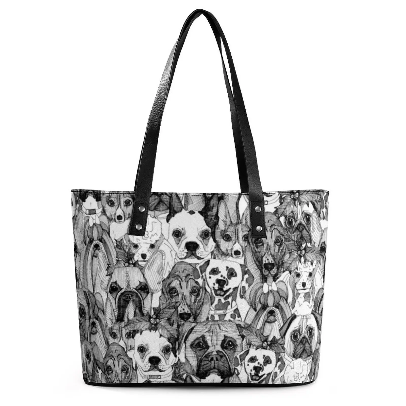 

Рождественские Сумки с принтом собаки, абстрактная Сумка-тоут с рисунком собаки, эстетическая сумка через плечо из искусственной кожи, женские дизайнерские сумки для покупок