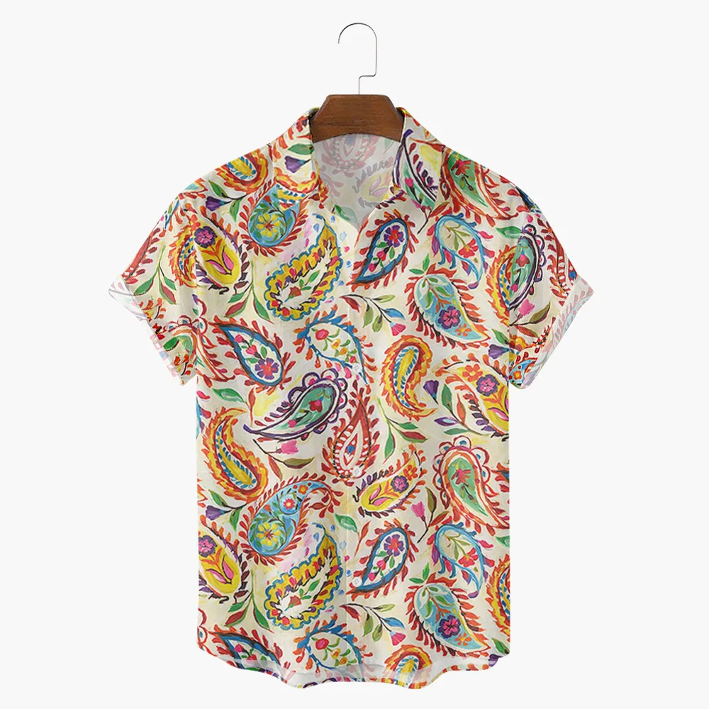 

Новинка 2021, летняя рубашка свободного покроя с 3D-принтом листьев и цветов, мужская рубашка с короткими рукавами