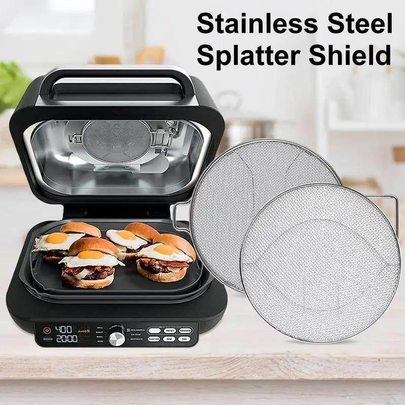 Splatter Shield Stainless Steel Fine Mesh Splatter Screen Double-layer Splash Screen Air Fryer Accessories Guards for F