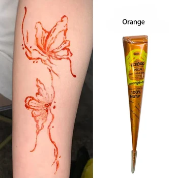 Coni all'henné indiani Vernice per il corpo del tatuaggio impermeabile Vernice per body art Colore scuro Pasta per tatuaggi all'henné Tatuaggio disegnato a mano all'henné