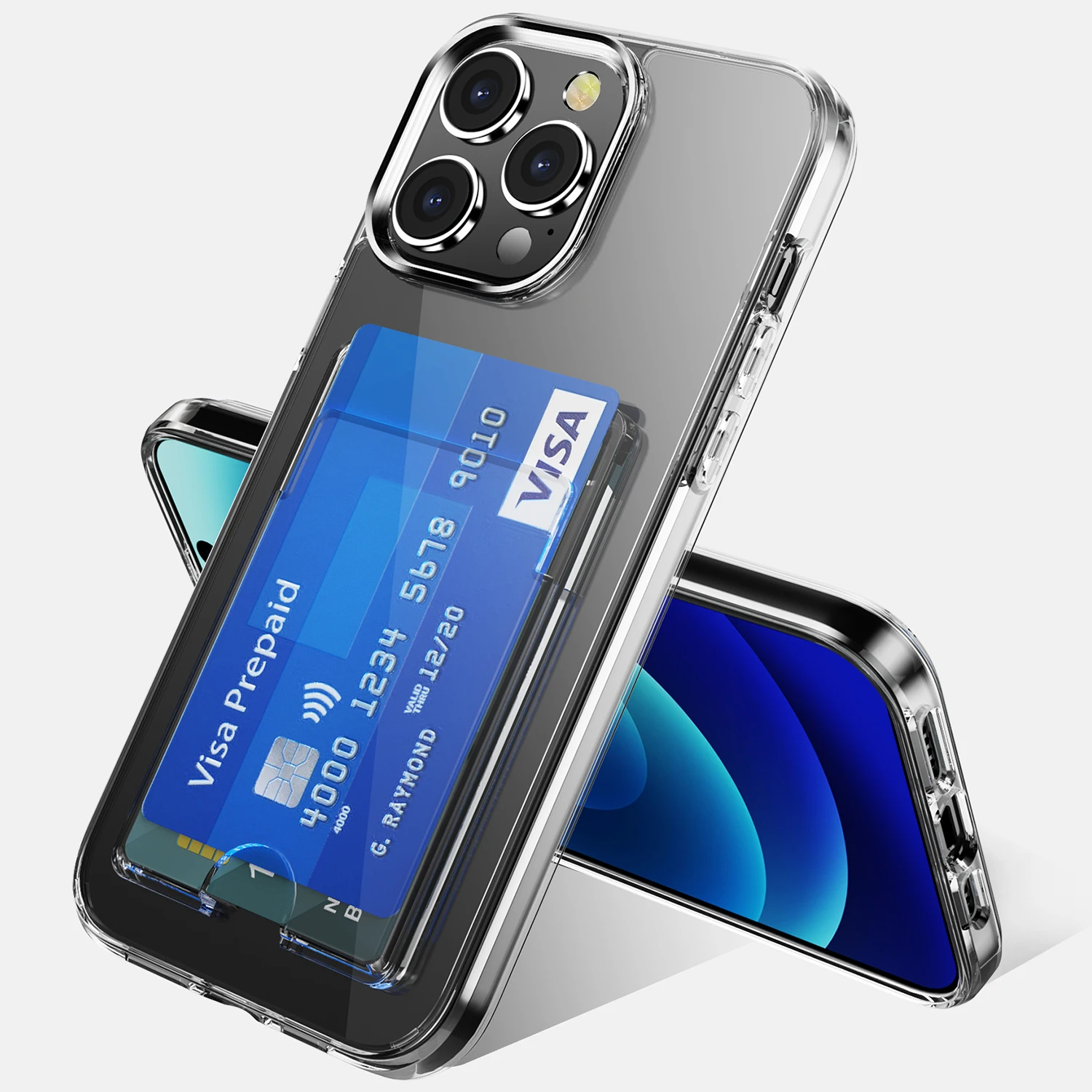 クレジットカードホルダー付きクリアケース,IDカードスロット