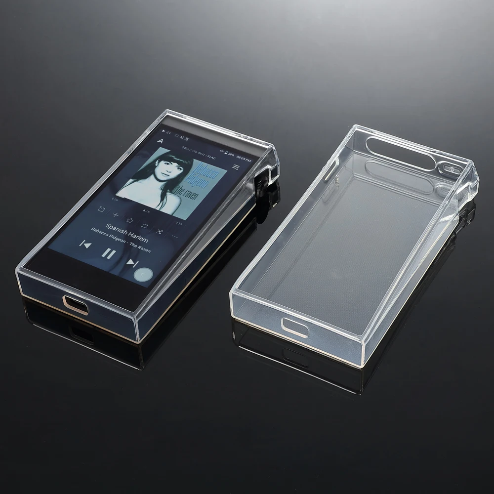 Soft Clear Crystal TPU Skin Case Cover for iRiver AK SP2000T with Front Screen Protector Tempered Glass