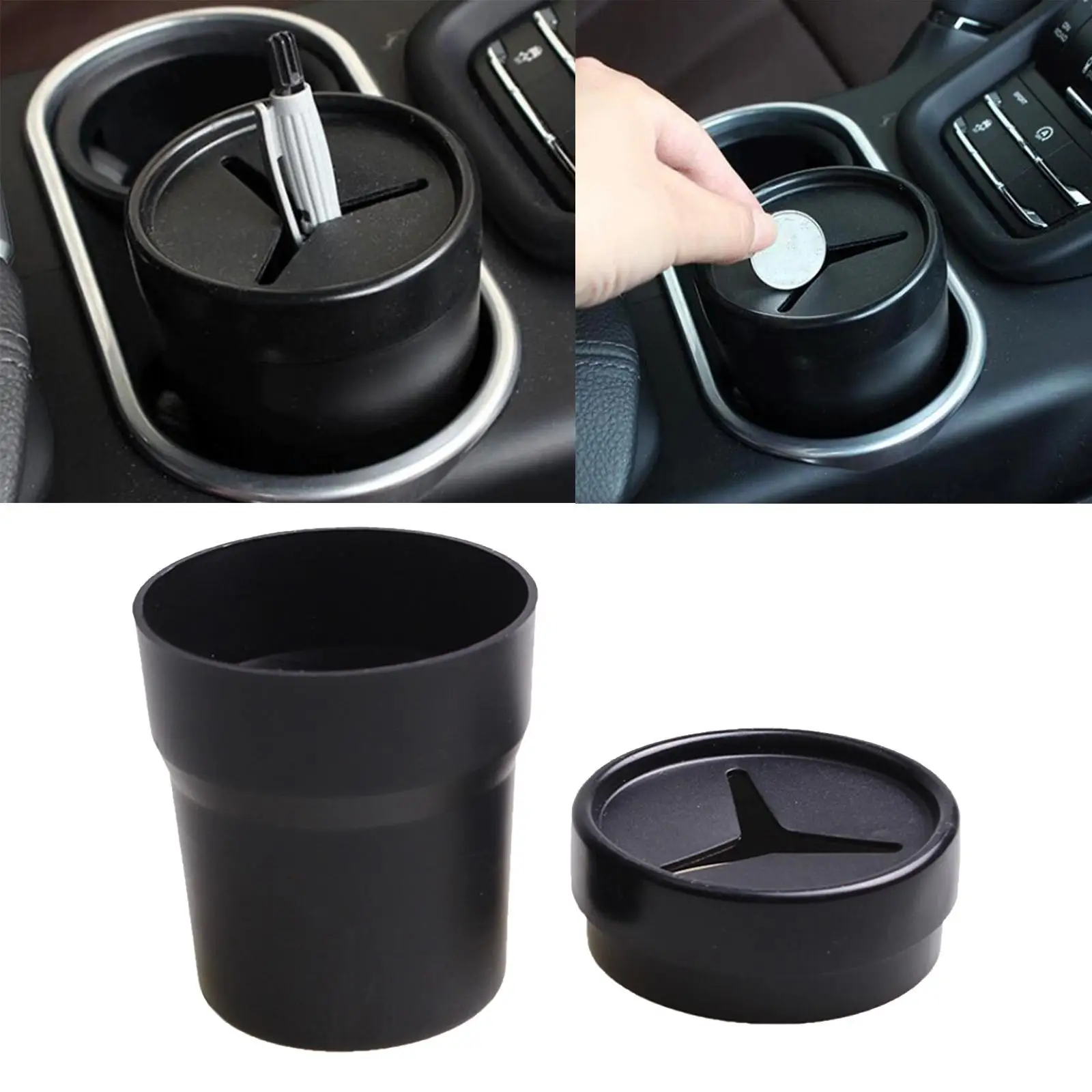 Car Trash Can Bin Leak-Proof Car Waste Basket Coin Holder Fit for