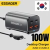 Essager 100W USB C GaN Charger Desktop Quick Charge 4.0 QC 3.0 PD Type C Fast Charging For MacBook Samsung POPC iPhone 15 Laptop