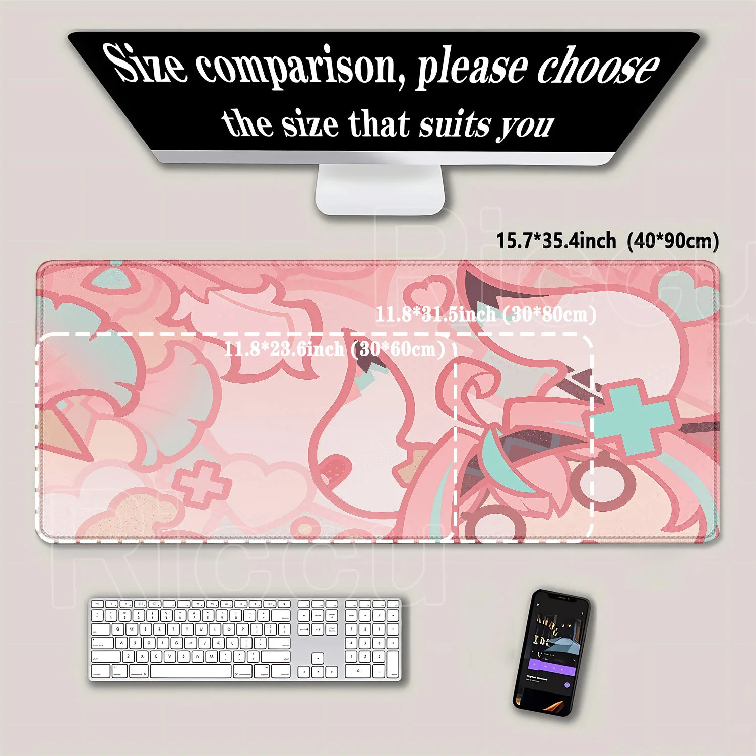 Varesa Columbina Furina Genshin Impact Pattern Gaming Mouse Pad - Large Rubber HD Printed Desk Mat