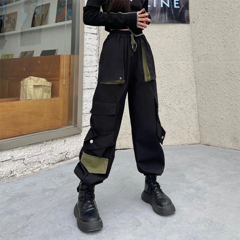 

Pants Women 2023 Autumn Loose Retro Slim Black Cargo Pants High Waist Straight Leg Pants Thickened Casual Fashion