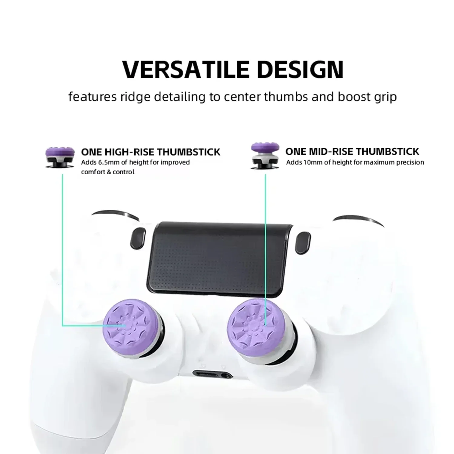 High-Rise Performance Thumbsticks for PlayStation 5 4 PS5/PS4/8BitDo Ultimate Precision Ring Aim Assist Rings Analog Stick Kit