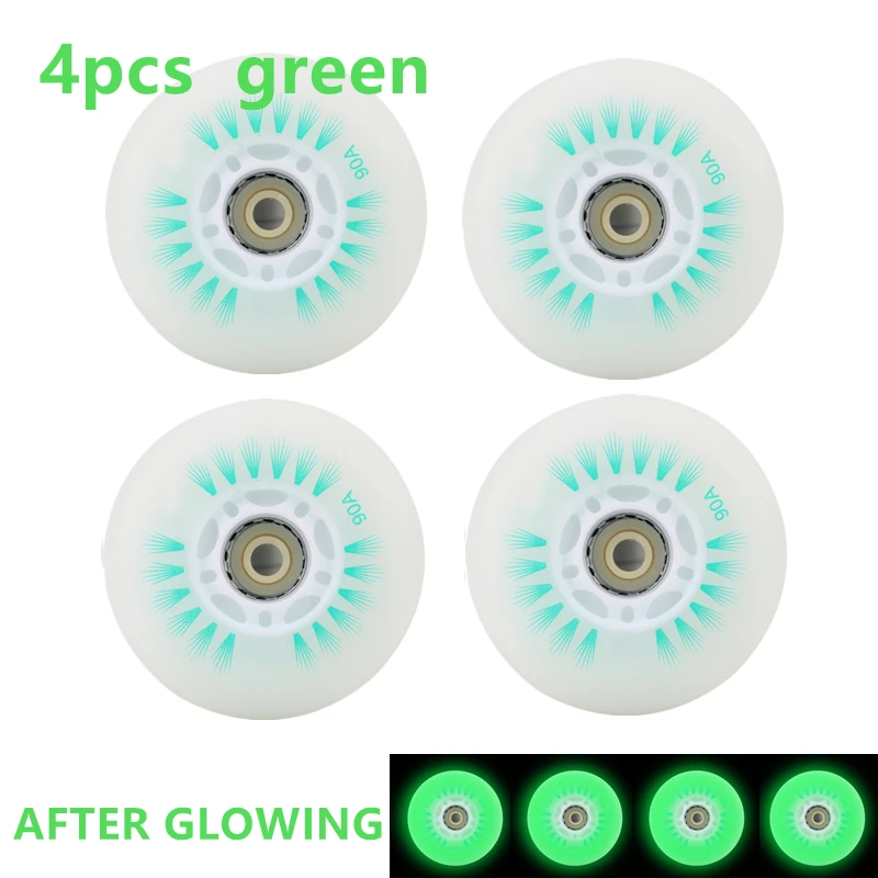 Flash Inline Skate Wheels 4pcs LED Roller Wheels 60/62/64/68/70/72/76//80/90/100/110/125mm Speed Skates Accessories