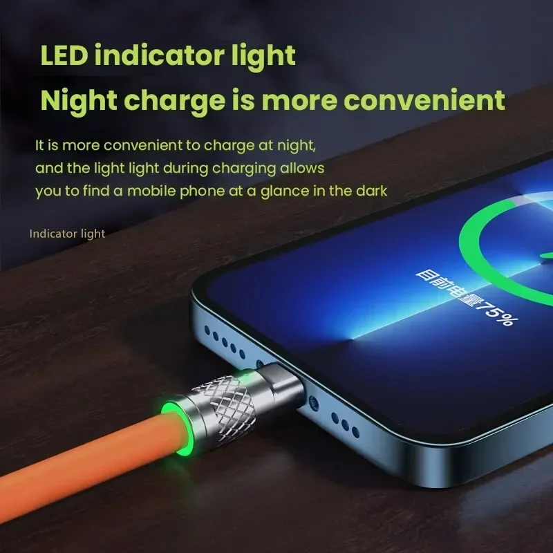 120W 6A Fast Charging C Type Cable Micro3 in 1 Micro USB iPhone Charging Cable Samsung Huawei Xiaomi Phone Charger USB Cable