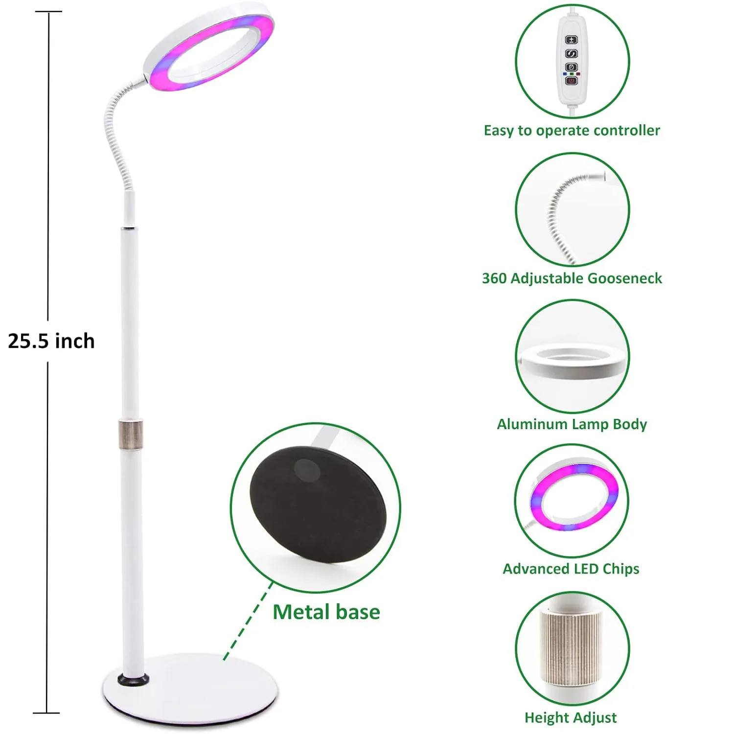 Retractable Floor Standing LED Fill Light, USB 5V, Full Spectrum, Plant Growth Light, Potted Flower, New, 3 Modes, 160mm, 85W