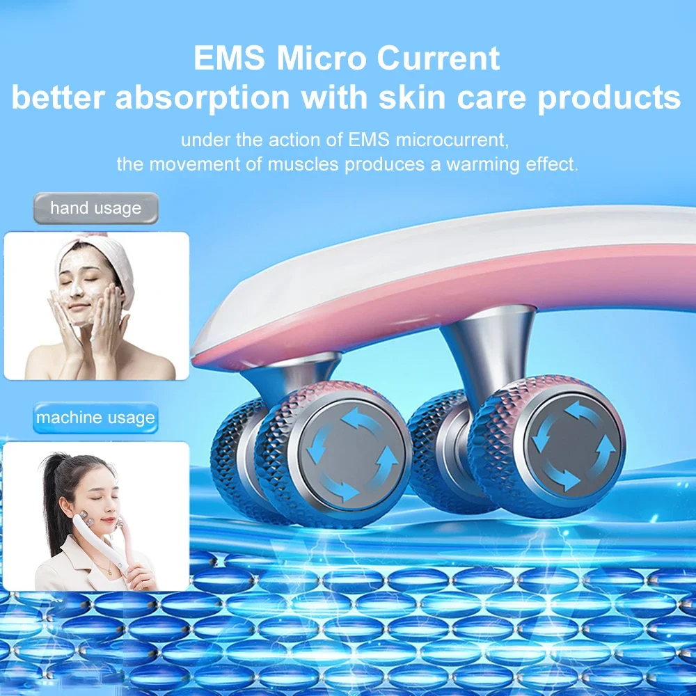 Ems viso microcorrente lifting viso hine V-Face rullo massaggiatore ringiovanimento della pelle bellezza antirughe_voghion.com