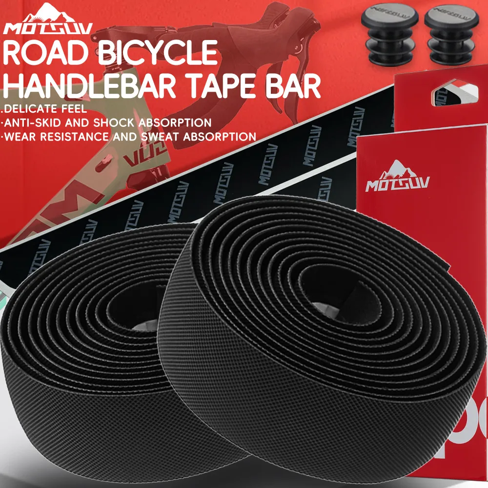 

MOTSUV Road Bike Handlebar Tape PU+EVA Anti-slip Shockproof Bar Wraps Fixing Straps Cycling Handlebar Tapes Bicycle Accessories