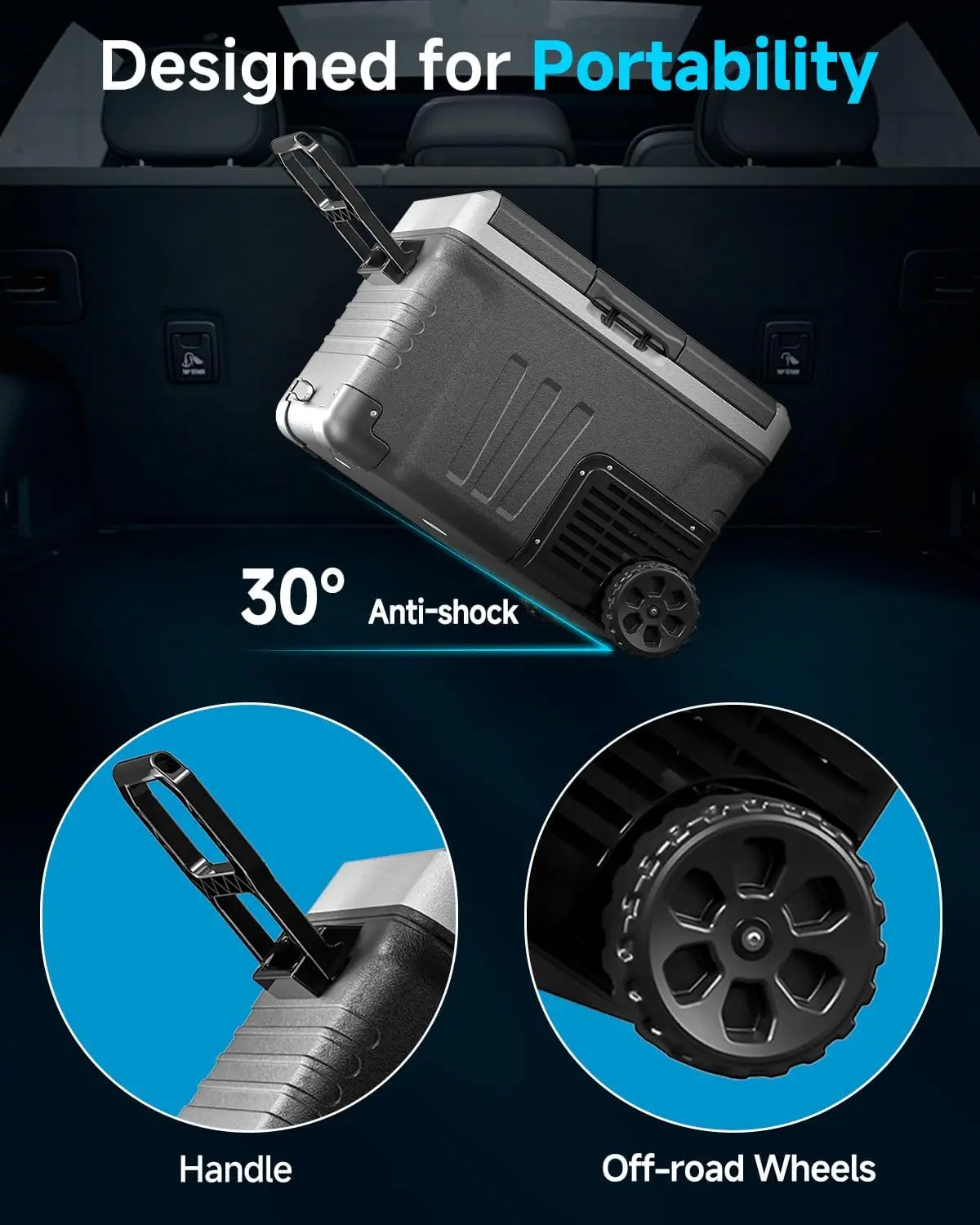 Portable 12V 37-Quart Electric Cooler/Warmer for Vehicles: Compatible with 12/24V DC and 110-240V AC Power