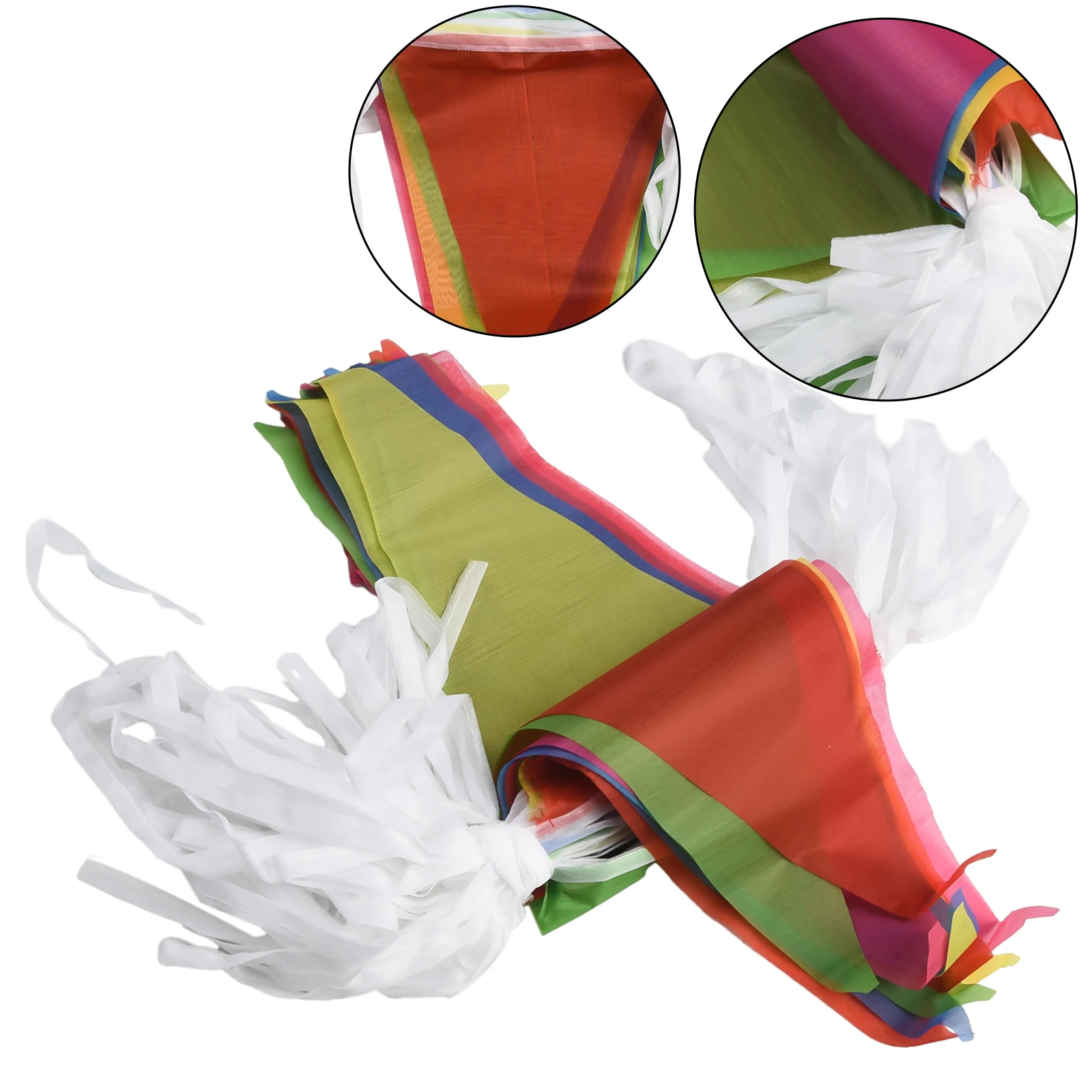 

50M Large 14*21CM 100 Flags Taffeta Multicolored Triangle Flags Bunting Banner Pennant Festival Outdoor Decor