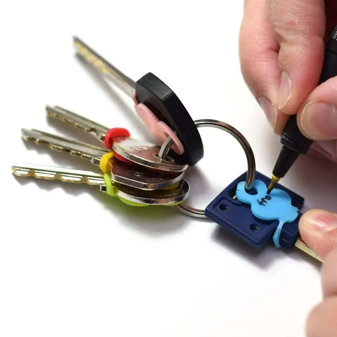 Vibrant Pink Rubber Key Covers - Soft Key Cap Toppers & Colorful Keyring Accessories