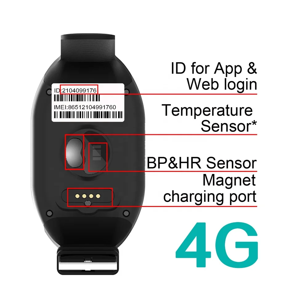 GPS Watch Tracking Device for Person Waterproof Bracelet Locator Support Call SOS Temperature Checking Timed Reminder Tracker