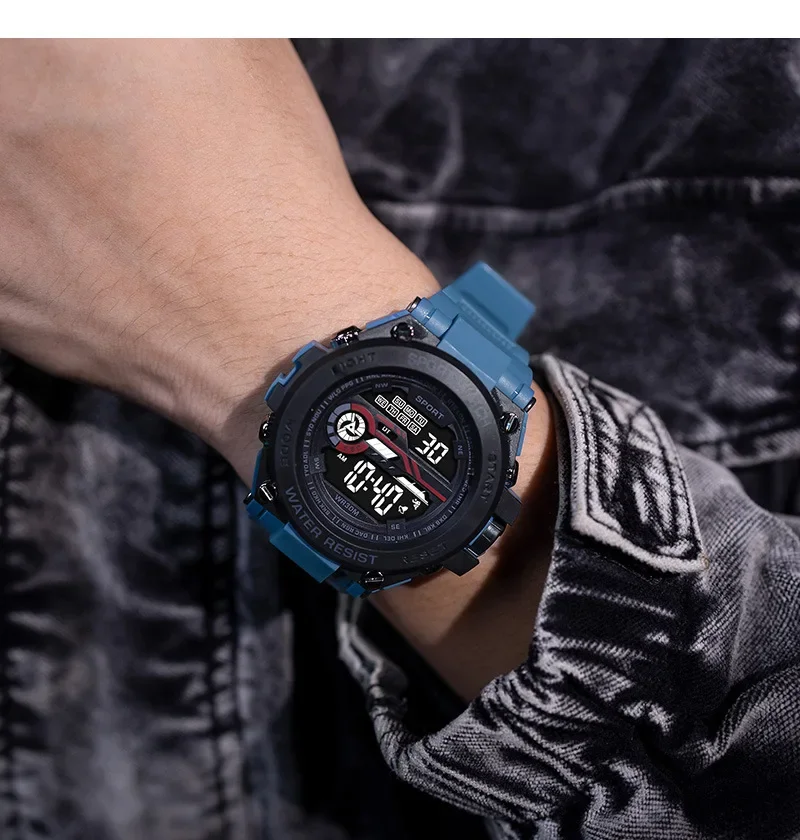 YIKAZE Men Digital Sports Watch Multifunction Men's Watch 51mm Large Dial Student Kids Military Clock Electronic Watches for Man