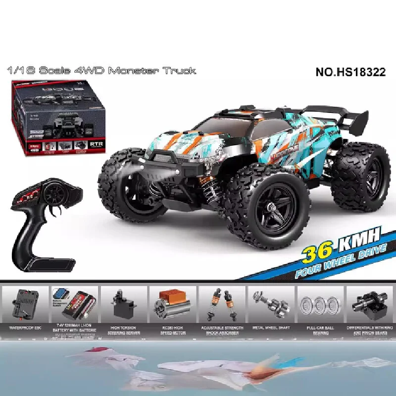 RC Cars HS series high-speed off-road Monster Truck 1:18 full proportion four-wheel drive 2.4G electric remote control car model 3