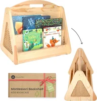 Double-Sided Montessori Bookshelf for Kids, Rattan Book Shelf for Kids Rooms, Nursery Book Shelves, Toddler Bookshelf 1
