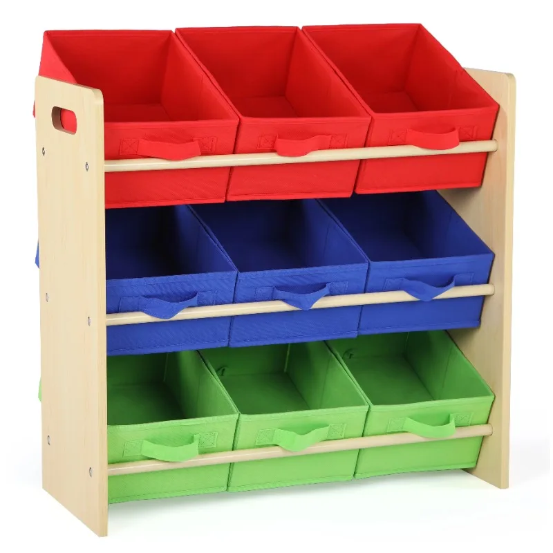 

Humble Crew Natural/Primary Kids Toy Storage Organizer w/ 9 Fabric Bins, Primary Collection