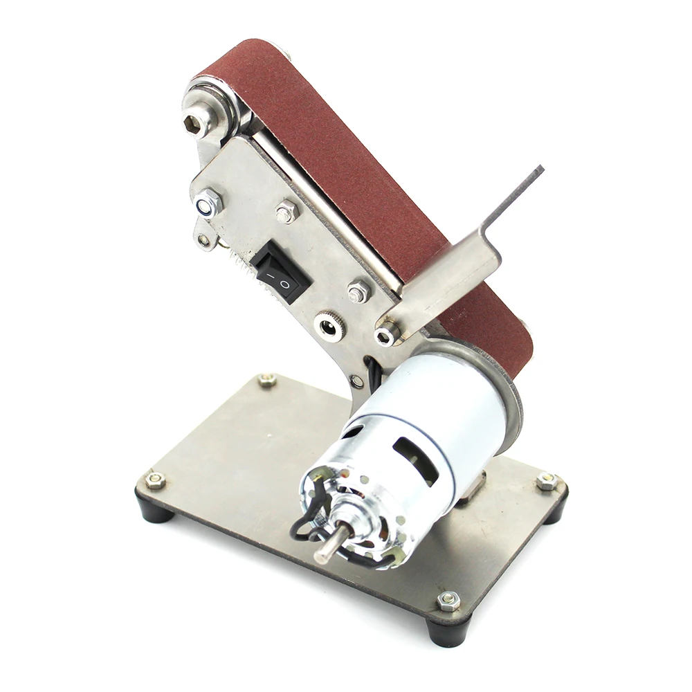 Mini Belt Grinder Electric Wood Sanding Tool Polishing Sharpener Machine DIY Mill Adjustable Speed & Angle