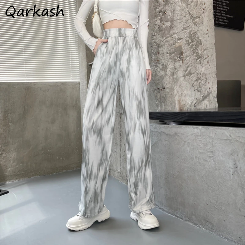 

Брюки Tie Dye Y2k Женские повседневные универсальные эстетические винтажные брюки мешковатые с эластичным поясом одежда для подростков нежные брюки для женщин